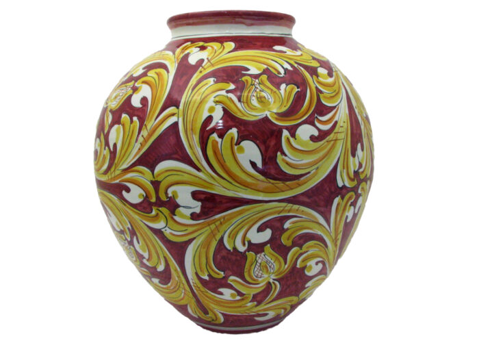 Vaso Palla Ornato Rosso Caltagirone